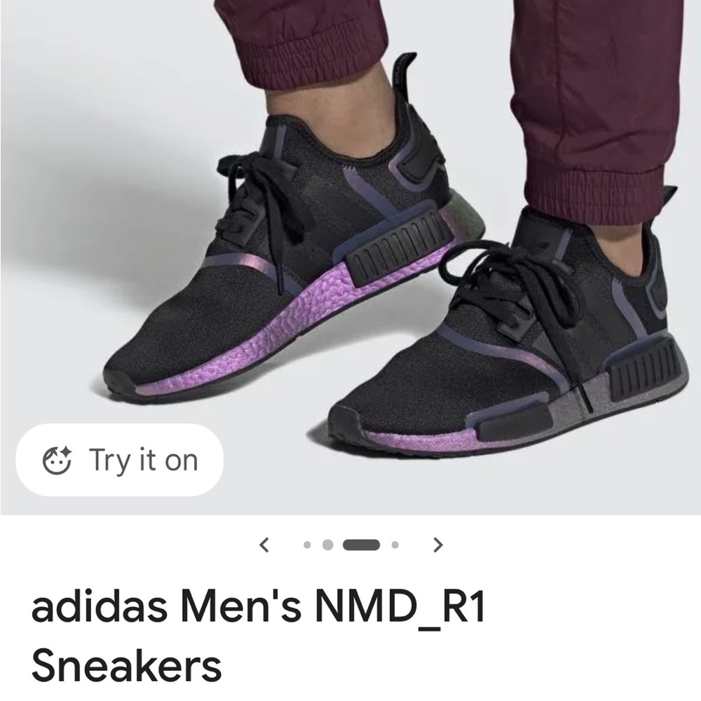 Adidas NMD_R1 Black and Purple Mens Sneakers